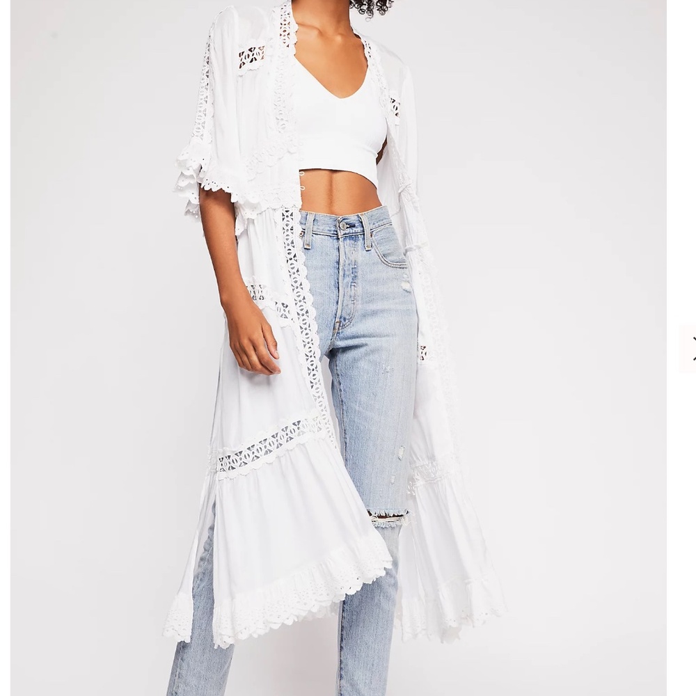 Free People/Rahi Cali Collab Dream Catcher Kimono White in White OS—Brand New
